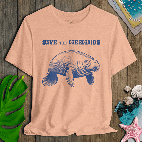 Save the Mermaids T-Shirt | Eco - Friendly Ultra - Soft Vintage Graphic Tee | Ultra - Soft Eco - Friendly Graphic Tee