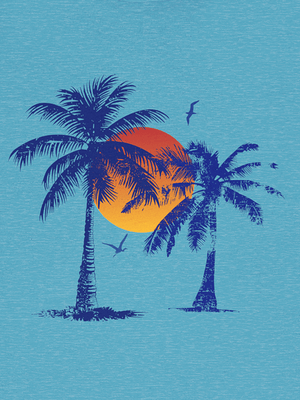 Afterglow Palms Tee | Vintage Tropical Sunset Graphic T-Shirt | Ultra-Soft Eco-Friendly Graphic Tee