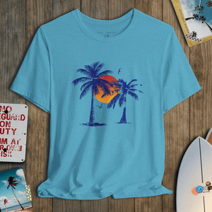 Afterglow Palms Tee | Vintage Tropical Sunset Graphic T-Shirt | Ultra-Soft Eco-Friendly Graphic Tee