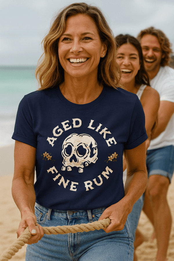 Aged Like Fine Rum T-Shirt | Eco - Friendly Ultra - Soft Pirate Graphic Tee | Ultra - Soft Eco - Friendly Graphic Tee