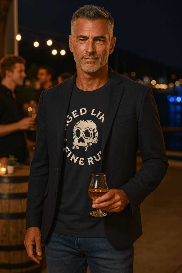 Aged Like Fine Rum T-Shirt | Eco - Friendly Ultra - Soft Pirate Graphic Tee | Ultra - Soft Eco - Friendly Graphic Tee