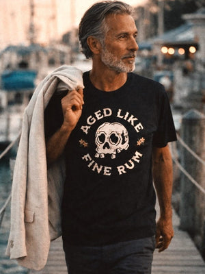 Aged Like Fine Rum Tee | Eco - Friendly Ultra - Soft Pirate Graphic Tee | Ultra - Soft Eco - Friendly Graphic Tee