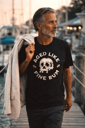 Aged Like Fine Rum Tee | Eco - Friendly Ultra - Soft Pirate Graphic Tee | Ultra - Soft Eco - Friendly Graphic Tee