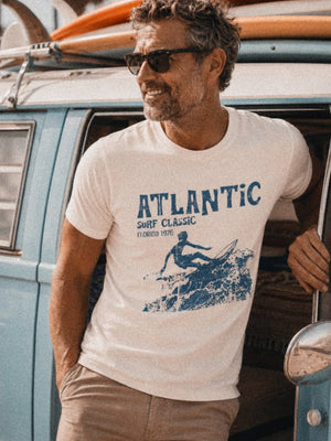 Atlantic Surf Classic Tee | Retro Surf Nostalgia | Ultra - Soft Eco - Friendly Graphic Tee