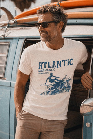 Atlantic Surf Classic Tee | Retro Surf Nostalgia | Ultra - Soft Eco - Friendly Graphic Tee