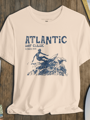 Atlantic Surf Classic Tee | Retro Surf Nostalgia | Ultra - Soft Eco - Friendly Graphic Tee