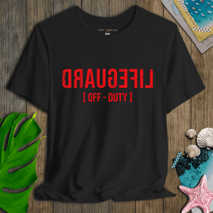 Backward Lifeguard Off Duty T-Shirt | Lightweight Ultra - Soft Coastal Graphic Tee | Ultra - Soft Eco - Friendly Graphic Tee