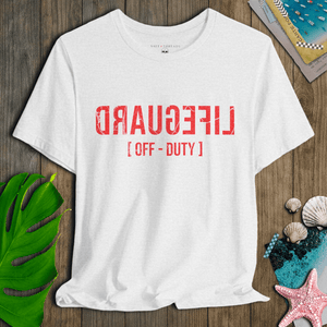 Backward Lifeguard Off Duty T-Shirt | Lightweight Ultra - Soft Coastal Graphic Tee | Ultra - Soft Eco - Friendly Graphic Tee