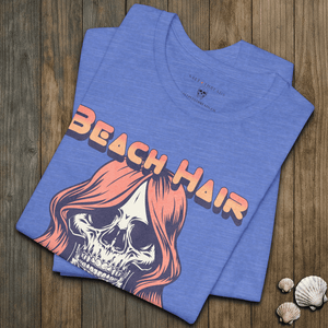 Beach Hair Revival T-Shirt | Vintage Rock Skull Coastal Tee | Ultra - Soft Eco - Friendly Graphic Tee