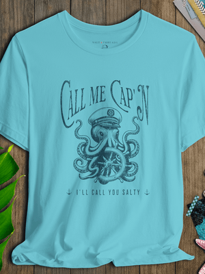 Call Me Cap’n Salty Octopus T-Shirt | Ultra - Soft Sustainable Pirate Graphic Tee | Ultra - Soft Eco - Friendly Graphic Tee