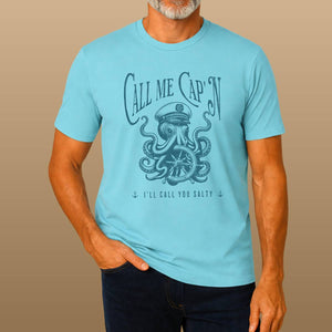 Call Me Cap’n Salty Octopus T-Shirt | Ultra - Soft Sustainable Pirate Graphic Tee | Ultra - Soft Eco - Friendly Graphic Tee