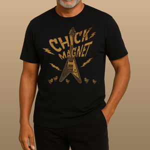 Chick Magnet Band T-Shirt | Vintage Guitar Funny Crew Approved Tee | Ultra - Soft Eco - Friendly Graphic Tee