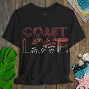 Coast Love 70s Vintage Font T-Shirt | Retro Ultra - Soft Coastal Graphic Tee | Ultra - Soft Eco - Friendly Graphic Tee