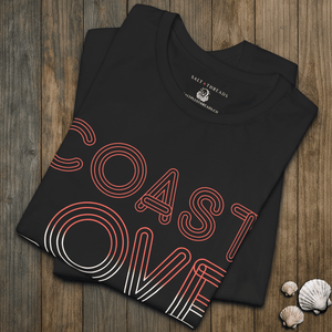 Coast Love 70s Vintage Font T-Shirt | Retro Ultra - Soft Coastal Graphic Tee | Ultra - Soft Eco - Friendly Graphic Tee