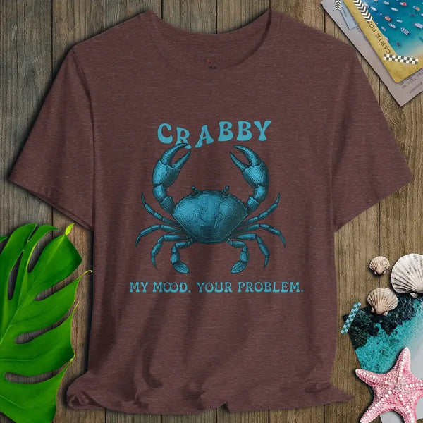 Crabby Mood Crab Tee Maroon- Salt + Threads Co.