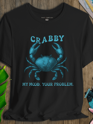 Crabby Mood T-Shirt | Funny Coastal Sustainable Graphic | Ultra - Soft Eco - Friendly Graphic Tee