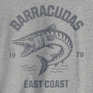 East Coast Barracuda Tee | Vintage Gym Fish Tee | Ultra - Soft Eco - Friendly Graphic Tee