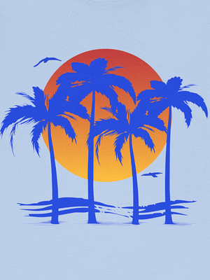 Electric Palms Tee | Vintage Tropical Sunset Graphic T-Shirt | Ultra-Soft Eco-Friendly Graphic Tee