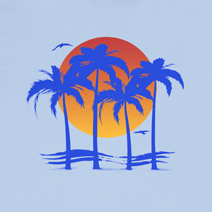 Electric Palms Tee | Vintage Tropical Sunset Graphic T-Shirt | Ultra-Soft Eco-Friendly Graphic Tee