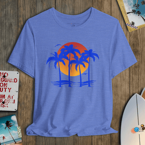 Electric Palms Tee | Vintage Tropical Sunset Graphic T-Shirt | Ultra-Soft Eco-Friendly Graphic Tee