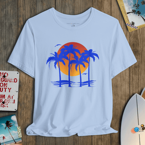 Electric Palms Tee | Vintage Tropical Sunset Graphic T-Shirt | Ultra-Soft Eco-Friendly Graphic Tee