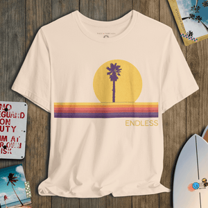 Endless Vibes 70s Sunset Palm Tee | Retro Coastal Graphic Tee | Ultra - Soft Eco - Friendly Graphic Tee