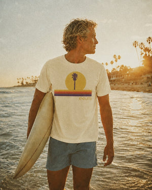 Endless Vibes 70s Sunset Palm Tee | Retro Coastal Graphic Tee | Ultra-Soft Eco-Friendly Graphic Tee