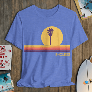 Endless Vibes 70s Sunset Palm Tee | Retro Coastal Graphic Tee | Ultra - Soft Eco - Friendly Graphic Tee