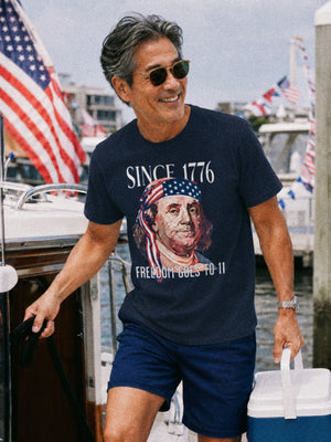 Franklin Goes to 11 Tee | Freedom Rock Since 1776 Tee | Ultra - Soft Eco - Friendly Graphic Tee