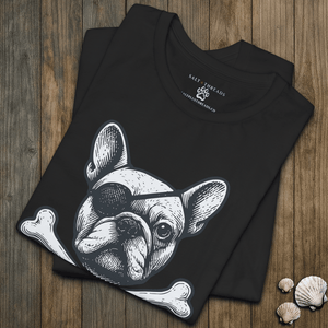 French Bulldog First Mate T-Shirt | Cap’n First Mate Eco - Friendly Pirate Dog Graphic Tee | Ultra - Soft Eco - Friendly Graphic Tee