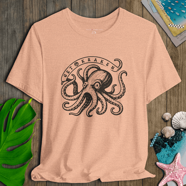 Get Kraken T-Shirt | Ultra - Soft Sustainable Vintage Graphic Tee | Ultra - Soft Eco - Friendly Graphic Tee