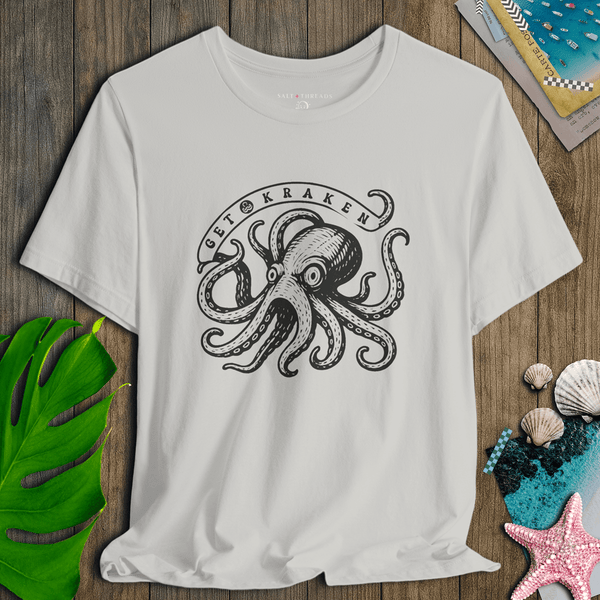 Get Kraken T-Shirt | Ultra - Soft Sustainable Vintage Graphic Tee | Ultra - Soft Eco - Friendly Graphic Tee