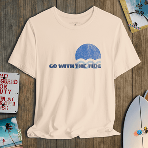Go With the Tide Tee | Vintage Sun and Waves Graphic T-Shirt | Ultra-Soft Eco-Friendly Graphic Tee