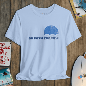Go With the Tide Tee | Vintage Sun and Waves Graphic T-Shirt | Ultra-Soft Eco-Friendly Graphic Tee