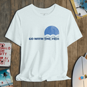 Go With the Tide Tee | Vintage Sun and Waves Graphic T-Shirt | Ultra-Soft Eco-Friendly Graphic Tee