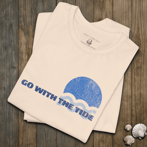 Go With the Tide Tee | Vintage Sun and Waves Graphic T-Shirt | Ultra-Soft Eco-Friendly Graphic Tee