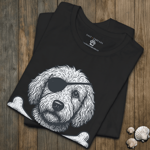 Golden Doodle First Mate T-Shirt | Cap’n First Mate Eco - Friendly Pirate Dog Graphic Tee | Ultra - Soft Eco - Friendly Graphic Tee