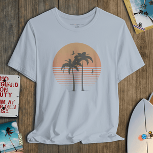 Golden Horizon Palms Tee | Vintage Coastal Sunset Graphic T-Shirt | Ultra-Soft Eco-Friendly Graphic Tee