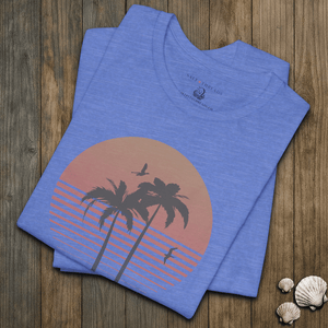 Golden Horizon Palms Tee | Vintage Coastal Sunset Graphic T-Shirt | Ultra-Soft Eco-Friendly Graphic Tee