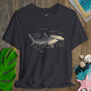 Hammerhead Shark Blueprint T-Shirt | Planet - Friendly Ultra - Soft Funny Coastal Graphic Tee | Ultra - Soft Eco - Friendly Graphic Tee