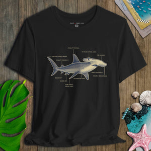 Hammerhead Shark Blueprint T-Shirt | Planet - Friendly Ultra - Soft Funny Coastal Graphic Tee | Ultra - Soft Eco - Friendly Graphic Tee