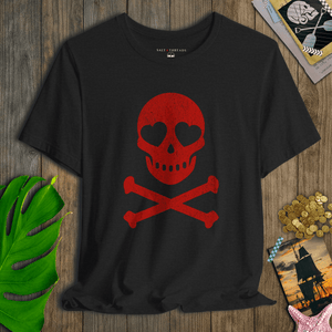 Heart Eyes Skull Tee | Vintage Pirate Crossbones Coastal Graphic | Ultra - Soft Eco - Friendly Graphic Tee