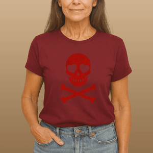 Heart Eyes Skull Tee | Vintage Pirate Crossbones Coastal Graphic | Ultra - Soft Eco - Friendly Graphic Tee