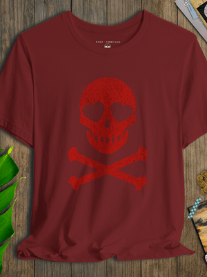 Heart Eyes Skull Tee | Vintage Pirate Crossbones Coastal Graphic | Ultra - Soft Eco - Friendly Graphic Tee