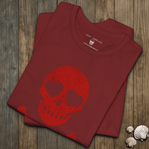 Heart Eyes Skull Tee | Vintage Pirate Crossbones Coastal Graphic | Ultra - Soft Eco - Friendly Graphic Tee
