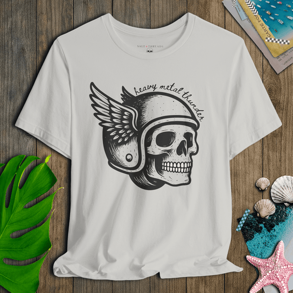 Heavy Metal Thunder Skull T-Shirt | Ultra - Soft Eco - Friendly Graphic Tee | Ultra - Soft Eco - Friendly Graphic Tee
