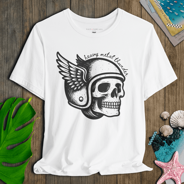 Heavy Metal Thunder Skull T-Shirt | Ultra - Soft Eco - Friendly Graphic Tee 