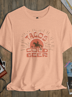High Noon Tacos Tee | Tacos and Cold Beer Shirt | Ultra - Soft Eco - Friendly Graphic Tee