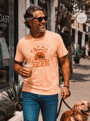 High Noon Tacos Tee | Tacos and Cold Beer Shirt | Ultra - Soft Eco - Friendly Graphic Tee