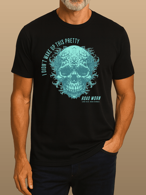 I Didn’t Wake Up This Pretty Tee | Road Worn Skull Bike Week Graphic | Ultra - Soft Eco - Friendly Graphic Tee